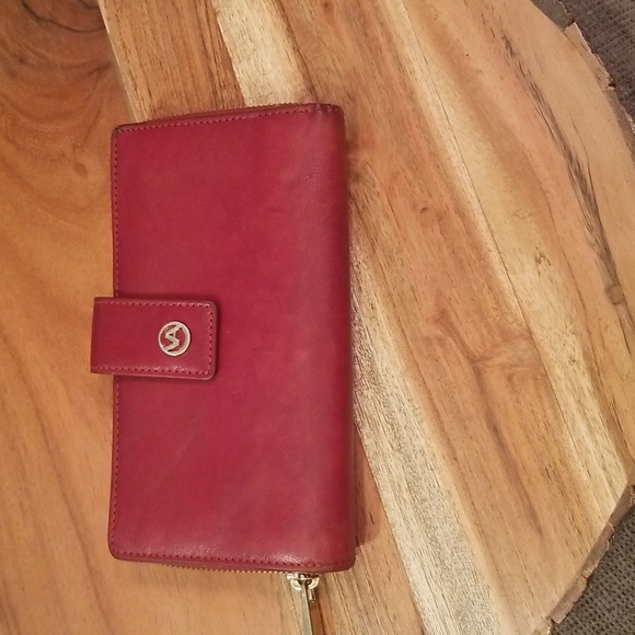 Valentina Made In Italy Leather Wallet Zip Around & Snap Front Wine Color - Picture 4 of 16